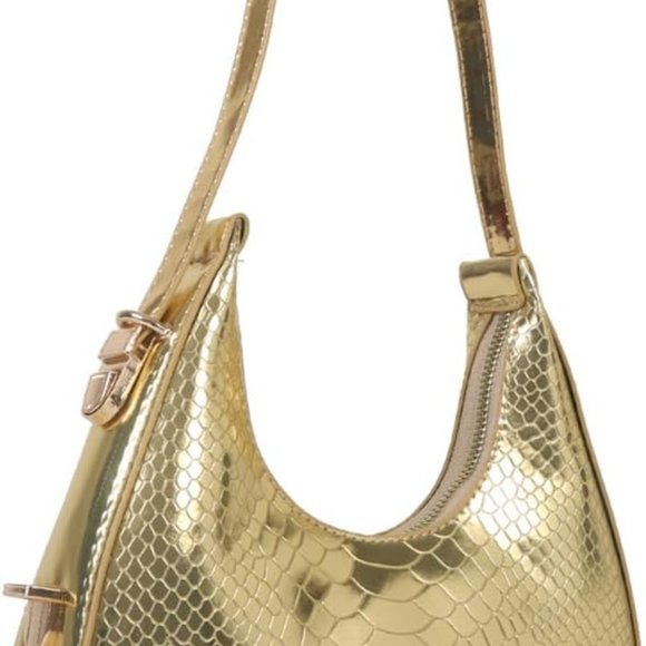 Crocodile Embossed Mini Bag in Gold Metallic - Picture 3 of 12